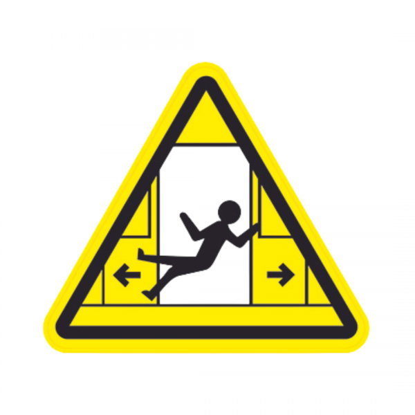 Panneau Triangle Sticker Danger Risque de chute à l'ouverture TRI-STI175